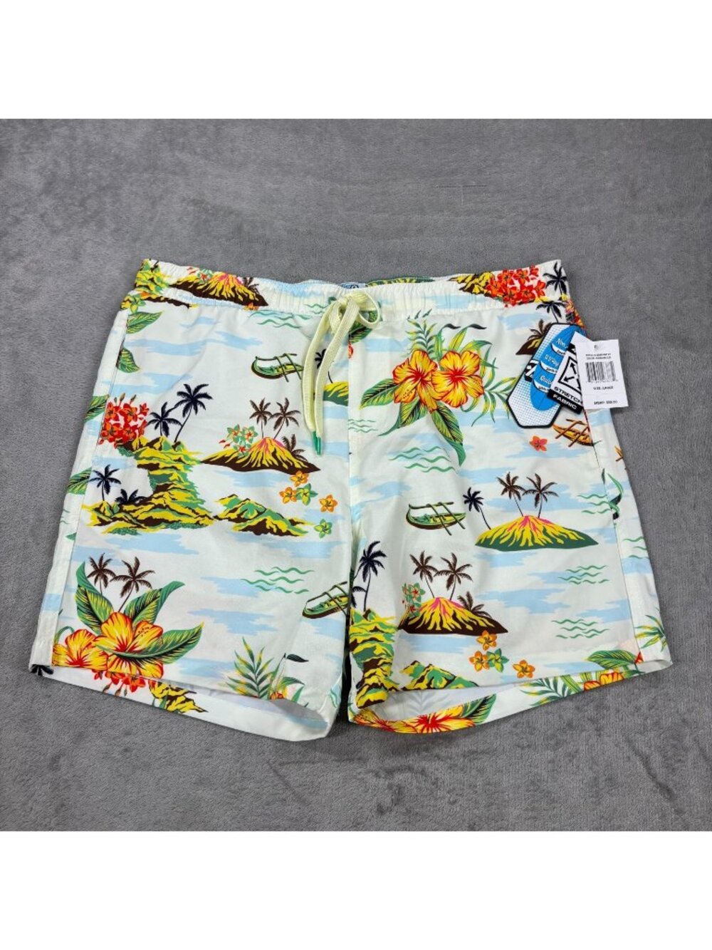 Fresh Prints of Bel-Air Swim Trunks Men Large Green Yellow Vibrant Tropical Pool